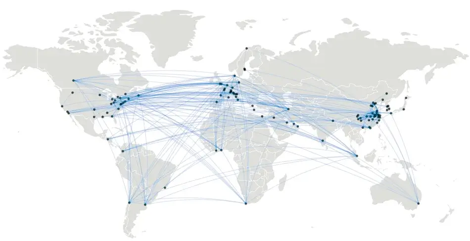 Figure 2: Map of International Collaborations on COVID-19 in Scientific Literature as of April 2020