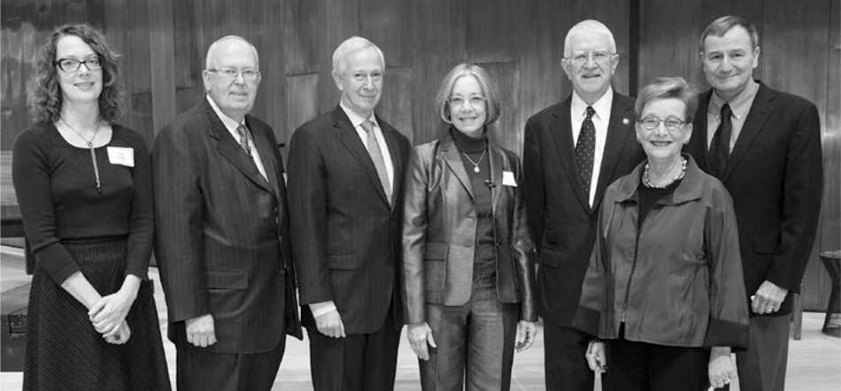 Alison Cuddy; John W. Rowe, Richard H. Brodhead, Diane P. Wood, Don M. Randel; Marianne Hirsch, and Karl W. Eikenberry