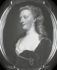 Figure 5: A miniature portrait of Mary Delany, one of four portraits in a friendship box, by Christian Friedrich Zincke, c. 1740. Image courtesy of the National Portrait Gallery, London.