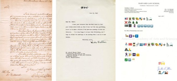 Acceptance letters from George Washington, Willa Cather, and Jonathan Zittrain Acceptance letters from George Washington, Willa Cather, and Jonathan Zittrain