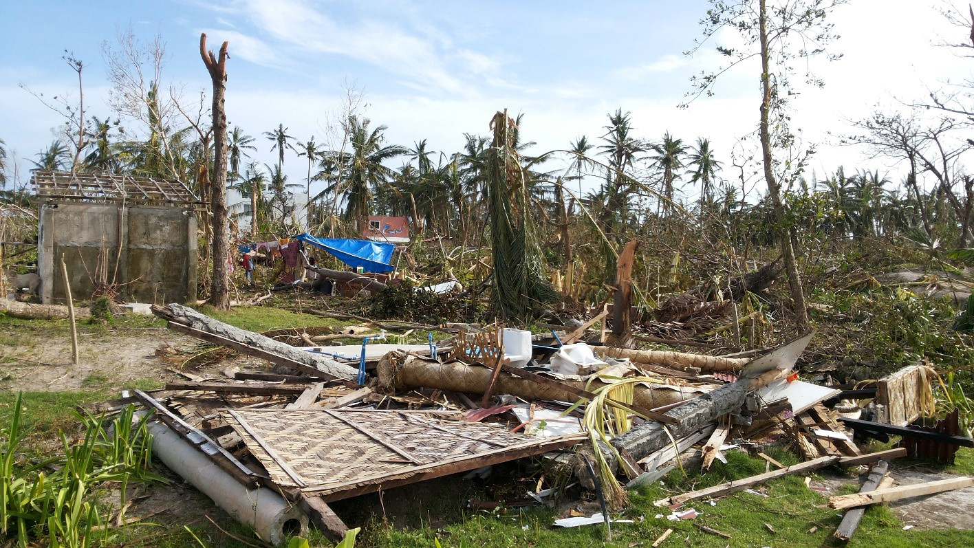 The demolished School of the SEA after Typhoon Frank