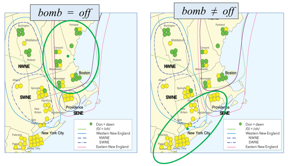 Labov-Figure-5.png Figure 5. Pronunciations of bomb and off in New York and Eastern New England