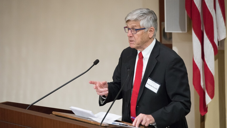 Kenneth Prewitt speaking at the American Academy