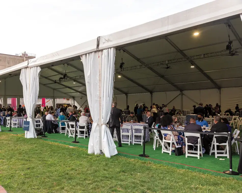 Martha Stewart Photography People in tent reception after the Induction Ceremony.