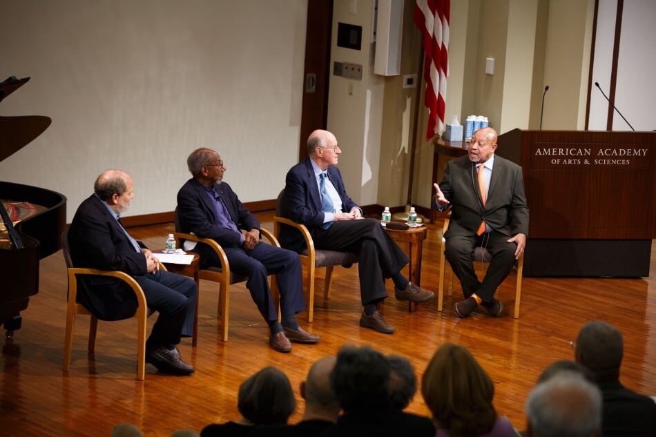 Kenny Barron (far right) in conversation with (left to right) Eric Jackson, Tony Earls, and William Damon.