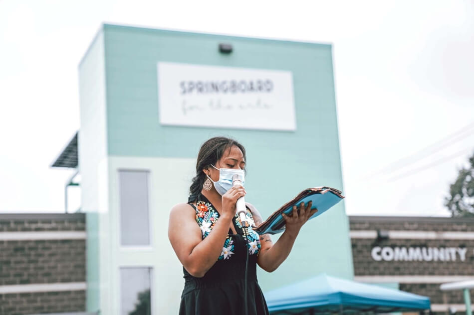 Poetry reading during Saturdays at Springboard for the Arts, August 2021.