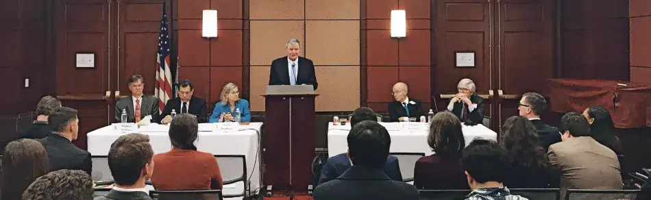 Karl Eikenberry (center) speaking at the briefing. Left to right: Stephen Stedman, Paul Wise, Nancy Lindborg, Stephen Krasner, and Stephen Biddle Karl Eikenberry (center) speaking at the briefing. Left to right: Stephen Stedman, Paul Wise, Nancy Lindborg, Stephen Krasner, and Stephen Biddle