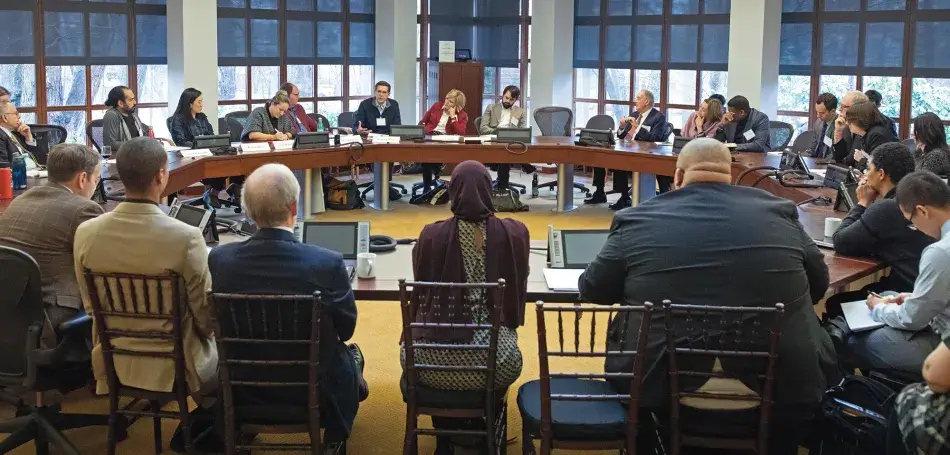 Page 42_0866 (new)_0.jpg Participants at the “Convening on the Practice of Democratic Citizenship” held at the House of the Academy on February 7, 2020, discussed how to create an information environment that serves the public good for the twenty-first century.