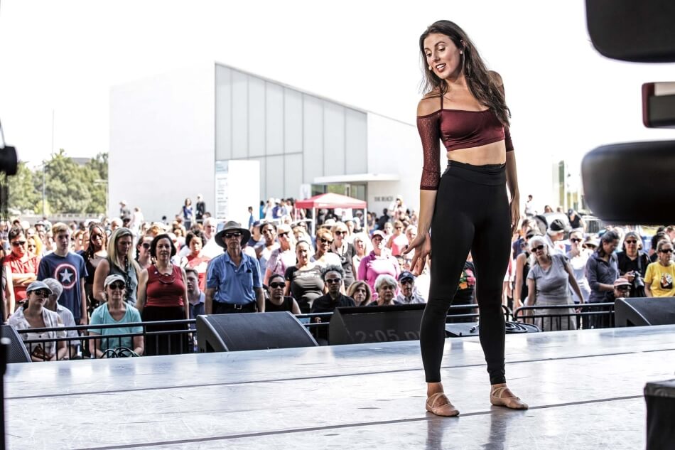 Tiler Peck Teaching the crowd at the Kennedy Center's National Dance Day Photo by Jati Lindsay