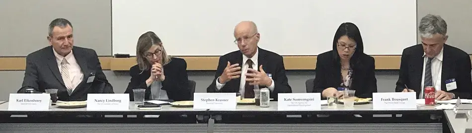 Karl Eikenberry, Nancy Lindborg, Stephen Krasner, Kate Somvongsiri, and Franck Bousquet Karl Eikenberry, Nancy Lindborg, Stephen Krasner, Kate Somvongsiri, and Franck Bousquet