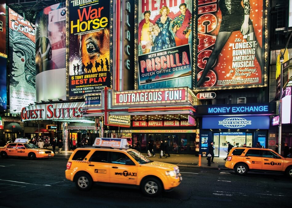 Broadway theatres in Times Square New York city 