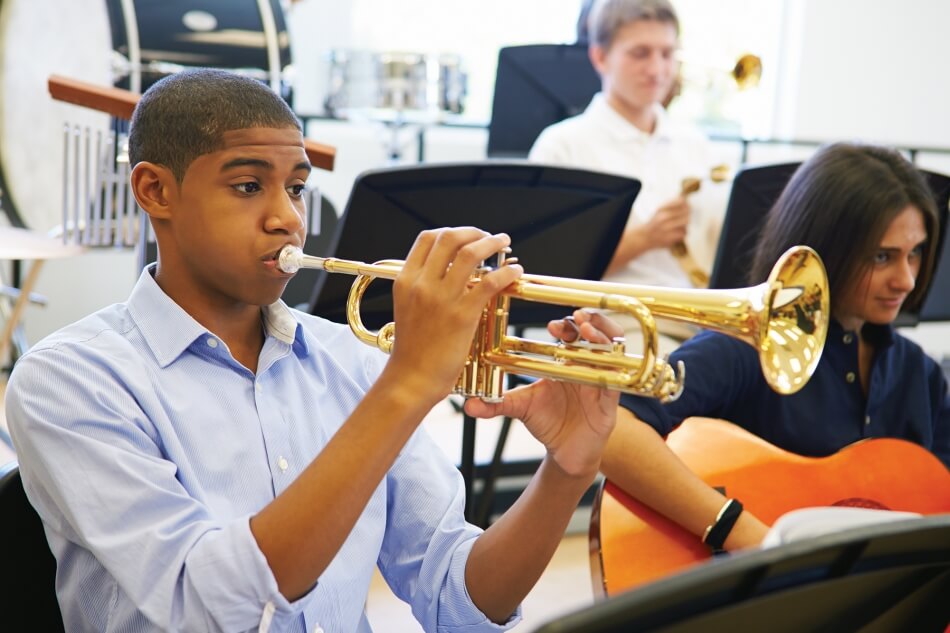 students playing music