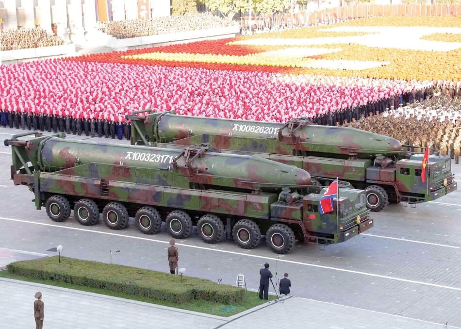 North Korean military participate in the celebration of the 70th anniversary of the founding of the ruling Workers' Party of Korea, in this undated photo released by North Korea's Korean Central News Agency (KCNA) in Pyongyang on October 12, 2015. Isolated North Korea marked the 70th anniversary of its ruling Workers' Party on Saturday with a massive military parade overseen by leader Kim Jong Un, who said his country was ready to fight any war waged by the United States. 