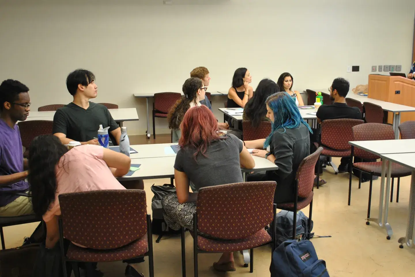 Students and Teachers in College Classroom 