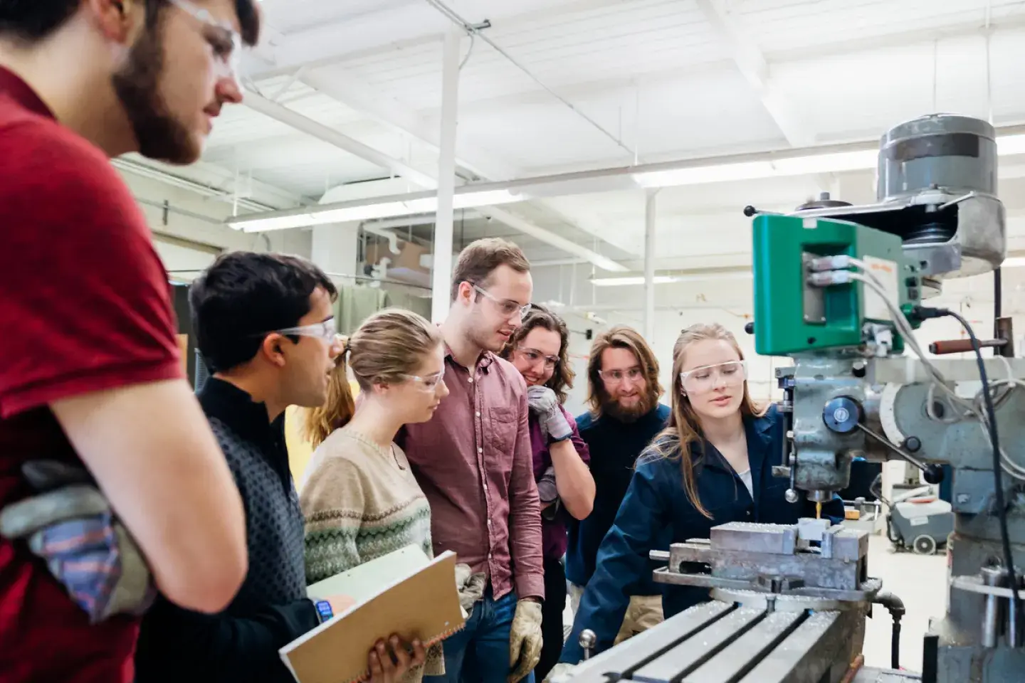 Group of Engineering Students Learning to Operating Heavy Machinery