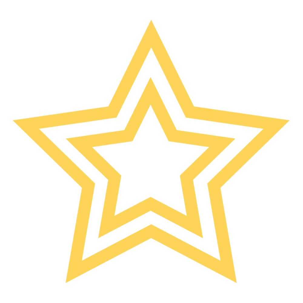 An outline of a yellow star within another larger outline of a yellow star.