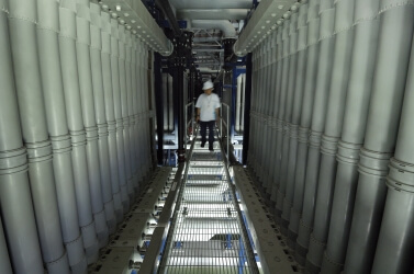 Worker at water treatment facility