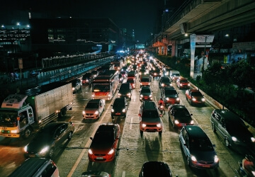 brutal traffic jam burning through fossil fuels