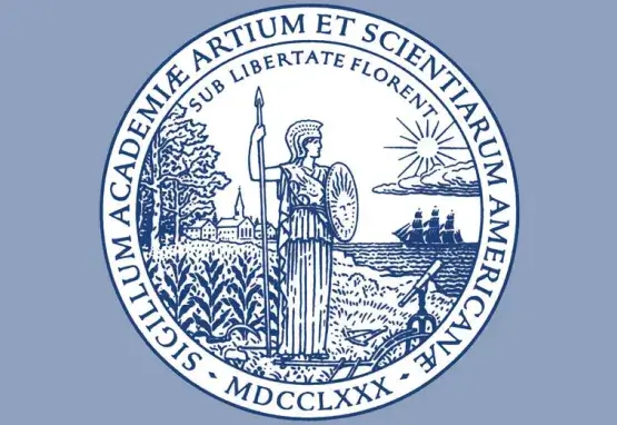 Shield of the American Academy of Arts & Sciences featuring Minerva with shield.