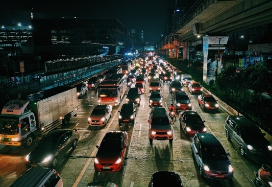 brutal traffic jam burning through fossil fuels