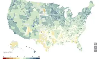 CORE Score Image of Map of the U.S. mostly Green