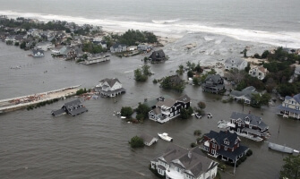 An aerial view of the damage caused by Hurricane Sandy to the New Jersey coast taken during a search and rescue mission.