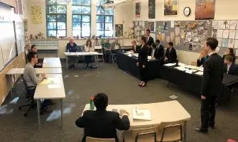 Students participate in the 2019 NorCal Mock Trial Tournament held at Menlo School.