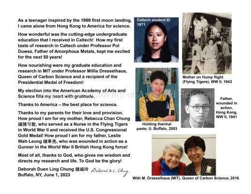 Typewritten letter with collage of photographs of Deborah Chung and family, June 1, 2023