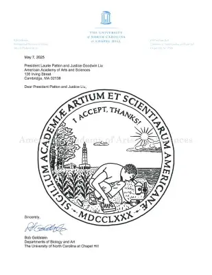 Letter of acceptance from Bob Goldstein: black text and image on white paper