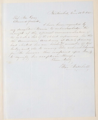 Maria Mitchell Acceptance Letter, 1848
