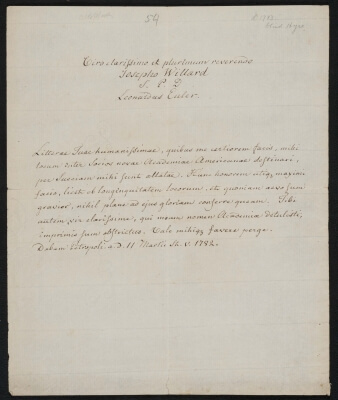 Letter from Leonhard Euler, 1782