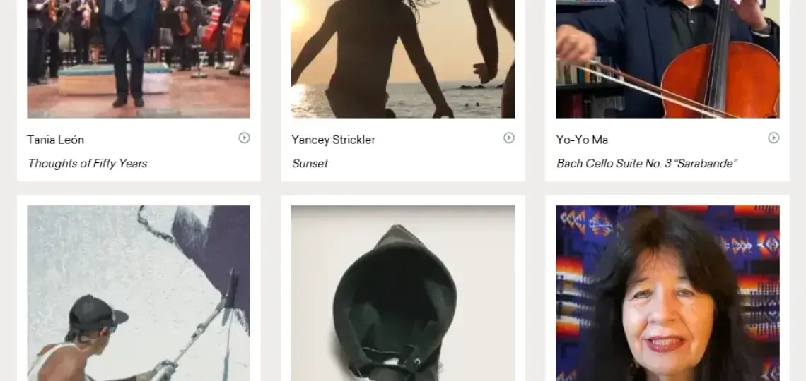 Six images from the Mixtape Landing Page with Yo-Yo Ma.