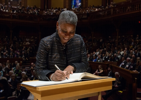 Ursula Burns Signing the Book of Members at Induction, 2017
