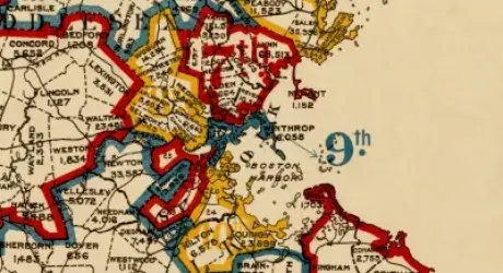 Congressional map for Eastern Massachusetts using 1900 census information.