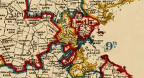 Image from redistricting map from 1900 of Massachusetts. 