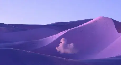 Image of purple sand dune against a blue-purple sky. 