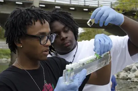 October 7, 2011 High school students help with water monitoring and river cleanup