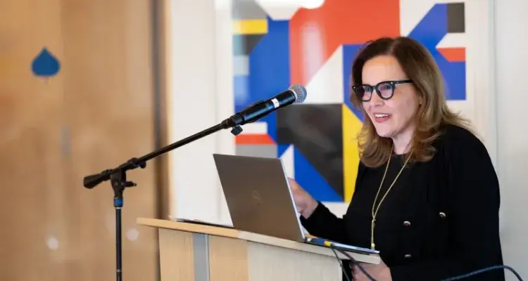 Chancellor Gabel (University of Pittsburgh) speaking at the Forum on the Future of Higher Education.  