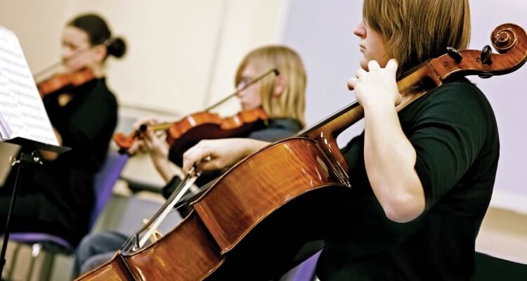 students playing music