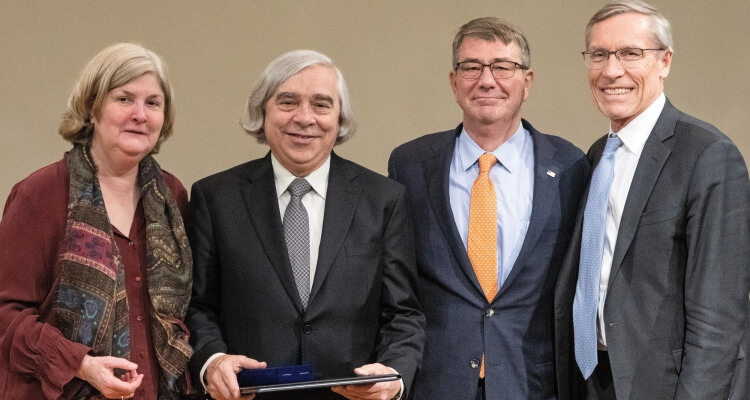 Nancy Andrews, Ernest Moniz, Ashton Carter, and David Oxtoby