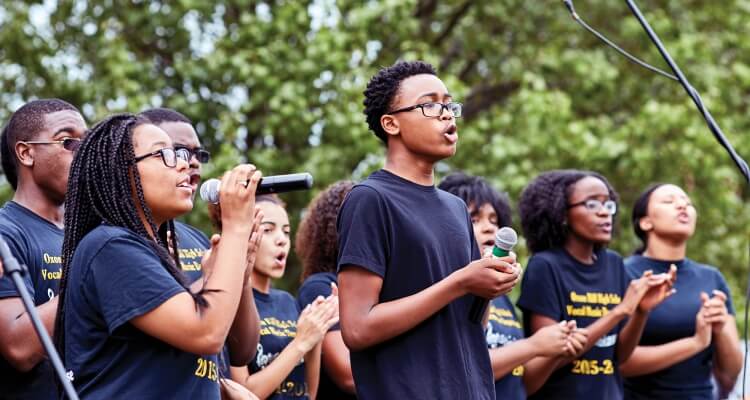 Students singing