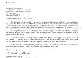 Typewritten letter of acceptance from Walter R. Allen, August 12, 2023