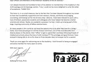 Typewritten letter from Anthony DiFiore with drawing of monkey, May 20, 2022