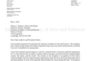 Typewritten letter from John E. Echohawk, May 5, 2023