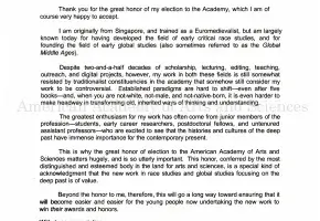 Typewritten letter from Geraldine Heng, May 1, 2023