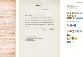 Acceptance letters from George Washington, Willa Cather, and Jonathan Zittrain