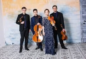 Image of the four musicians who are the Balourdet Quartet