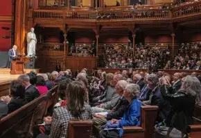 inside Sanders theatre during Induction ceremony