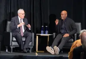 Kenny Leon and David Rubenstein in conversation at the opening night of Induction 2025.