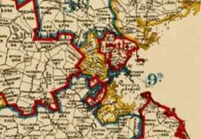 Image from redistricting map from 1900 of Massachusetts. 